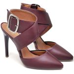 7920 Scarpin Salto Alto Bico Folha Napa Marsala