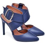 7920 Scarpin Salto Alto Bico Folha Napa Navy