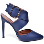 7920 Scarpin Salto Alto Bico Folha Napa Navy