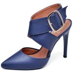 7920 Scarpin Salto Alto Bico Folha Napa Navy