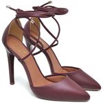 7939 Scarpin Salto Alto Bico Folha Napa Marsala