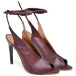 7946 Sandália Salto Alto Bico Folha Napa Marsala