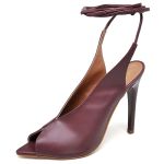 7946 Sandália Salto Alto Bico Folha Napa Marsala