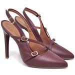 7971 Scarpin Salto Alto Bico Folha Napa Marsala