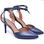 8916 Scarpin Salto Médio Bico Folha Napa Navy