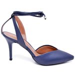 8916 Scarpin Salto Médio Bico Folha Napa Navy
