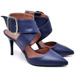 8920 Scarpin Salto Médio Bico Folha Napa Navy