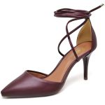 8939 Scarpin Salto Médio Bico Folha Napa Marsala