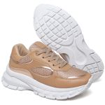 T3001 Tênis Casual Feminino Chunky Napa Palha/Cobre