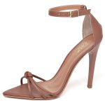 7912 Sandália Salto Alto Bico Folha Napa Caramelo