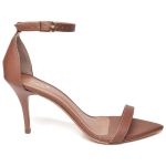 8910 Sandália Salto Médio Bico Folha Napa Caramelo