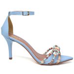 8912 Sandália Salto Médio Bico Folha Napa Indigo/Tira Color