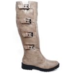 9918 Bota Biker Cano Alto Sola Tratorada Napa Destroyed Taupe