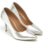 Scarpin Salto Medio Metalizado Prata 