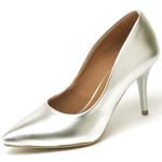 Scarpin Salto Medio Metalizado Prata 