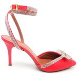 8947 Scarpin Salto Médio com Strass Napa Vermelho