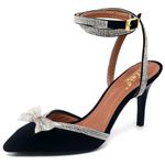 8947 Scarpin Salto Médio com Strass Nobuck Preto