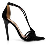 7921 Sandália Salto Alto Nobuck Bico Folha Preto