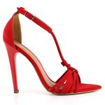 7921 Sandália Salto Alto Nobuck Bico Folha Vermelho