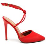 7927 Scarpin Salto Alto Nobuck Vermelho