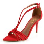 8921 Sandália Salto Médio Nobuck Vermelho