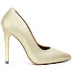 Scarpin Salto Alto Gliter Glamour Dourado