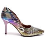 Scarpin Salto Médio Snake Holografico Candy