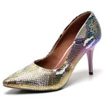 Scarpin Salto Médio Snake Holografico Candy