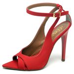 7929 Sandália Salto Alto Nobuck Vermelho