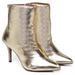 9101 Bota Cano Curto Salto Fino Médio Metalic Ouro Light