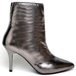 9101 Bota Cano Curto Salto Fino Médio Metalic Prata Velho