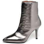 9101 Bota Cano Curto Salto Fino Médio Metalic Prata Velho