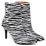9101 Bota Cano Curto Salto Fino Médio Zebra Branco