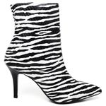 9101 Bota Cano Curto Salto Fino Médio Zebra Branco