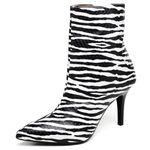 9101 Bota Cano Curto Salto Fino Médio Zebra Branco