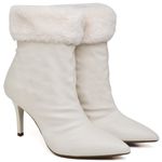 9102 Bota Cano Curto Salto Fino Médio Napa Off White/Pelo