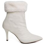 9102 Bota Cano Curto Salto Fino Médio Napa Off White/Pelo
