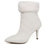 9102 Bota Cano Curto Salto Fino Médio Napa Off White/Pelo