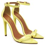 7910 Sandália Bico Folha Salto Alto Verniz Amarelo