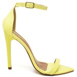 7910 Sandália Bico Folha Salto Alto Verniz Amarelo