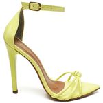 7912 Sandália Bico Folha Salto Alto Verniz Amarelo