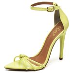 7912 Sandália Bico Folha Salto Alto Verniz Amarelo
