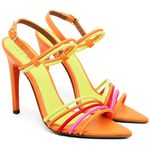 7934 Sandália Salto Alto Bico Folha Napa Laranja