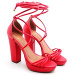 7435 Sandália Meia Pata Salto Alto Grosso Napa Vermelho