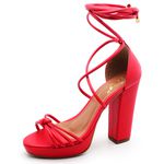 7435 Sandália Meia Pata Salto Alto Grosso Napa Vermelho