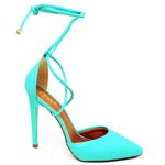 7939 Scarpin Salto Alto Bico Folha com Tiras Napa Salinas