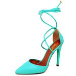 7939 Scarpin Salto Alto Bico Folha com Tiras Napa Salinas