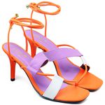 8544 Sandalia Salto Medio Bico Quadrado Verniz Carnelian