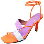 8544 Sandalia Salto Medio Bico Quadrado Verniz Carnelian
