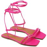 Sandália Rasteira Bico Quadrado Napa Rosa Shock